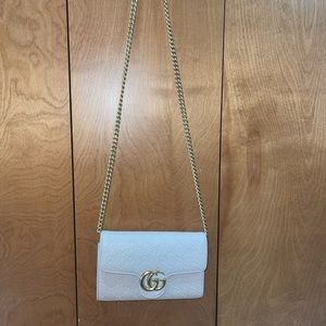 Gucci Wallet on Chain Beige Gold Hardware Caviar Leather